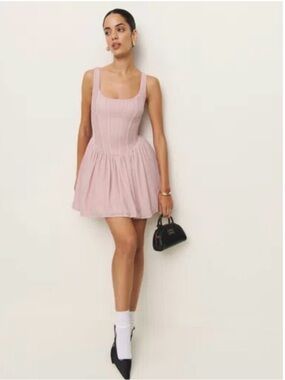 Reformation contessa Pink velvet corset Mini Dress Fitted Bodice large 12